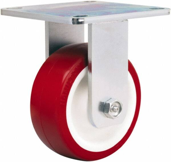 Hamilton - 5" Diam x 2" Wide x 6-1/2" OAH Top Plate Mount Rigid Caster - Polyurethane Mold on Polypropylene, 900 Lb Capacity, Straight Roller Bearing, 5 x 5-1/2" Plate - Benchmark Tooling