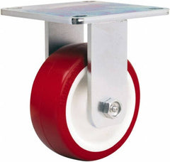 Hamilton - 5" Diam x 2" Wide x 6-1/2" OAH Top Plate Mount Rigid Caster - Polyurethane Mold on Polypropylene, 900 Lb Capacity, Straight Roller Bearing, 5 x 5-1/2" Plate - Benchmark Tooling