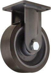 Hamilton - 12" Diam x 4" Wide x 15-1/2" OAH Top Plate Mount Rigid Caster - Polyurethane Mold on Forged Steel, 7,800 Lb Capacity, Tapered Roller Bearing, 8-1/2 x 8-1/2" Plate - Benchmark Tooling