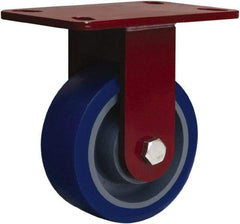 Hamilton - 5" Diam x 2" Wide x 6-3/4" OAH Top Plate Mount Rigid Caster - Polyurethane Mold onto Cast Iron Center, 840 Lb Capacity, Tapered Roller Bearing, 4-1/2 x 6-1/2" Plate - Benchmark Tooling