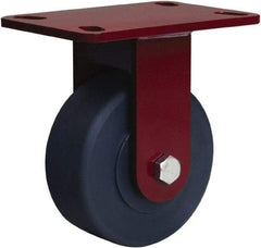Hamilton - 5" Diam x 2" Wide x 6-1/2" OAH Top Plate Mount Rigid Caster - Nylon, 2,000 Lb Capacity, Sealed Precision Ball Bearing, 4 x 5" Plate - Benchmark Tooling