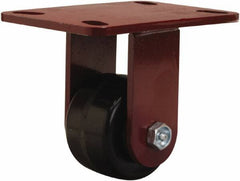 Hamilton - 3-1/4" Diam x 2" Wide x 5-1/4" OAH Top Plate Mount Rigid Caster - Phenolic, 700 Lb Capacity, Straight Roller Bearing, 4-1/2 x 6-1/2" Plate - Benchmark Tooling