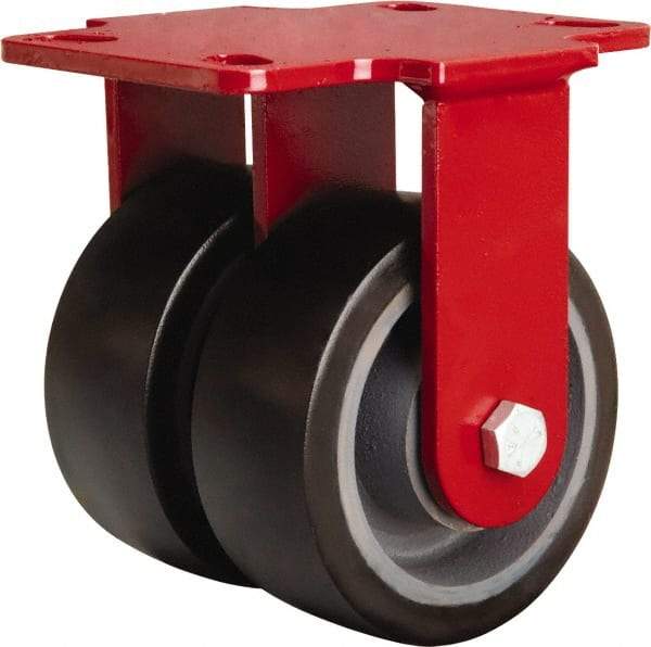 Hamilton - 5" Diam x 2" Wide x 6-3/4" OAH Top Plate Mount Rigid Caster - Polyurethane Mold onto Cast Iron Center, 2,720 Lb Capacity, Sealed Precision Ball Bearing, 4-1/2 x 6-1/2" Plate - Benchmark Tooling