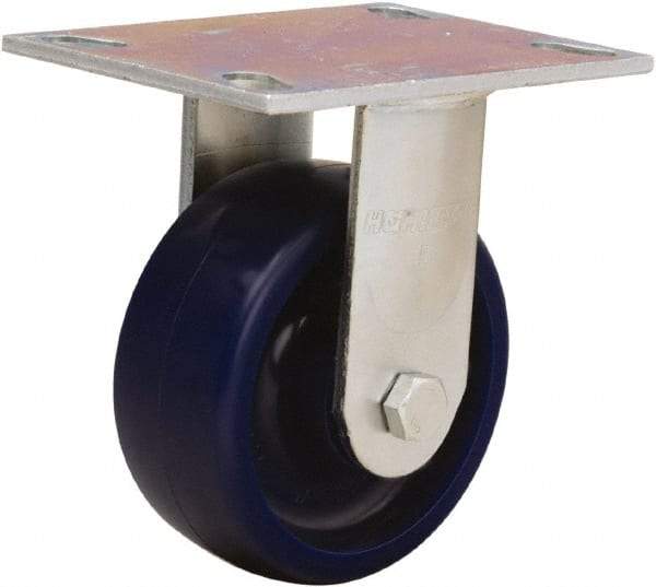 Hamilton - 5" Diam x 2" Wide x 6-1/2" OAH Top Plate Mount Rigid Caster - Polyurethane, 900 Lb Capacity, Sealed Precision Ball Bearing, 4-1/2 x 6-1/4" Plate - Benchmark Tooling