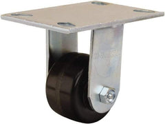 Hamilton - 3-1/4" Diam x 2" Wide x 5-1/4" OAH Top Plate Mount Rigid Caster - Phenolic, 700 Lb Capacity, Straight Roller Bearing, 4-1/2 x 6-1/4" Plate - Benchmark Tooling