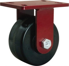 Hamilton - 6" Diam x 3" Wide x 7-1/2" OAH Top Plate Mount Rigid Caster - Phenolic, 2,000 Lb Capacity, Straight Roller Bearing, 5 x 7" Plate - Benchmark Tooling