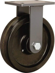 Hamilton - 10" Diam x 2-1/2" Wide x 12-1/16" OAH Top Plate Mount Rigid Caster - Phenolic, 2,400 Lb Capacity, Straight Roller Bearing, 5 x 7" Plate - Benchmark Tooling