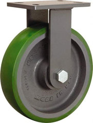 Hamilton - 10" Diam x 2-1/2" Wide x 12-1/16" OAH Top Plate Mount Rigid Caster - Polyurethane Mold onto Cast Iron Center, 2,400 Lb Capacity, Sealed Precision Ball Bearing, 5 x 7" Plate - Benchmark Tooling