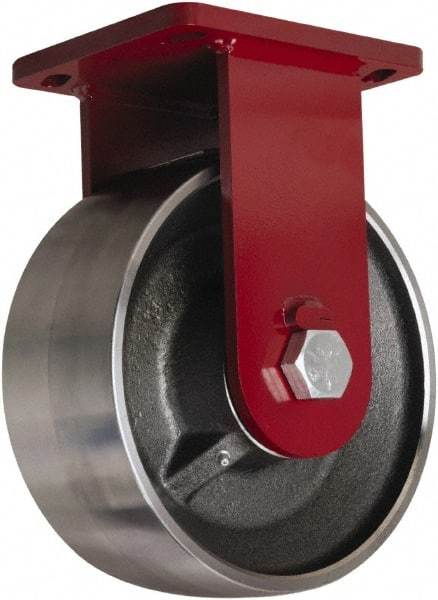 Hamilton - 10" Diam x 3" Wide x 12-1/2" OAH Top Plate Mount Rigid Caster - Forged Steel, 6,500 Lb Capacity, Tapered Roller Bearing, 6-1/2 x 7-1/2" Plate - Benchmark Tooling