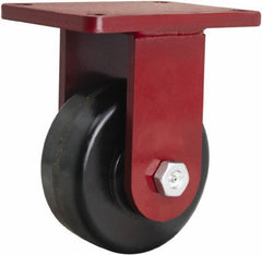 Hamilton - 6" Diam x 2-1/2" Wide x 8-1/2" OAH Top Plate Mount Rigid Caster - Phenolic, 1,800 Lb Capacity, Straight Roller Bearing, 5-1/2 x 7-1/2" Plate - Benchmark Tooling