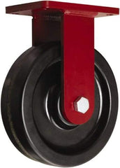 Hamilton - 10" Diam x 3" Wide x 12-1/2" OAH Top Plate Mount Rigid Caster - Phenolic, 2,900 Lb Capacity, Tapered Roller Bearing, 5-1/2 x 7-1/2" Plate - Benchmark Tooling