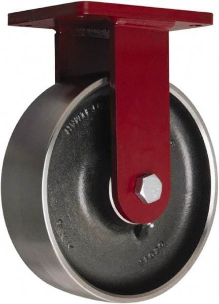 Hamilton - 10" Diam x 3" Wide x 12-1/2" OAH Top Plate Mount Rigid Caster - Forged Steel, 4,000 Lb Capacity, Sealed Precision Ball Bearing, 5-1/2 x 7-1/2" Plate - Benchmark Tooling