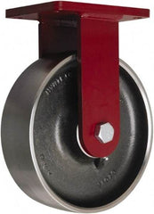 Hamilton - 10" Diam x 3" Wide x 12-1/2" OAH Top Plate Mount Rigid Caster - Forged Steel, 4,000 Lb Capacity, Tapered Roller Bearing, 5-1/2 x 7-1/2" Plate - Benchmark Tooling
