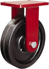 Hamilton - 10" Diam x 2-1/2" Wide x 12-1/2" OAH Top Plate Mount Rigid Caster - Phenolic, 2,500 Lb Capacity, Tapered Roller Bearing, 5-1/2 x 7-1/2" Plate - Benchmark Tooling