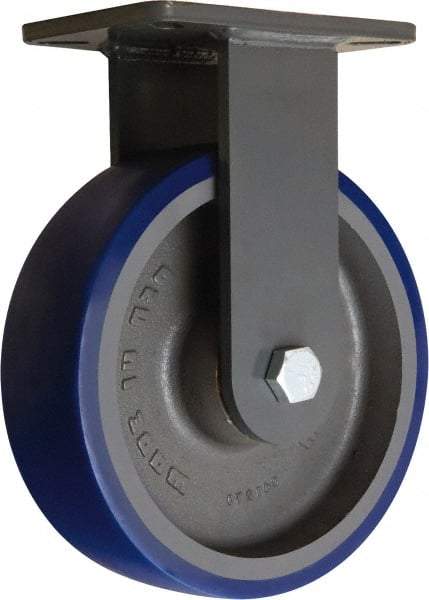 Hamilton - 10" Diam x 3" Wide x 12-1/2" OAH Top Plate Mount Rigid Caster - Polyurethane Mold onto Cast Iron Center, 2,400 Lb Capacity, Sealed Precision Ball Bearing, 5-1/4 x 7-1/4" Plate - Benchmark Tooling