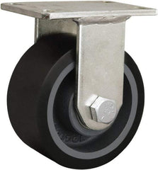 Hamilton - 8" Diam x 2-3/4" Wide, Iron Rigid Caster - 2,500 Lb Capacity, Top Plate Mount, 5-1/4" x 7-1/4" Plate, Tapered Roller Bearing - Benchmark Tooling