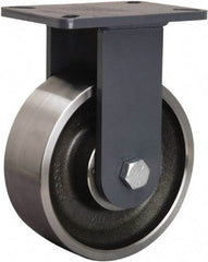 Hamilton - 8" Diam x 3" Wide x 10-1/2" OAH Top Plate Mount Rigid Caster - Forged Steel, 3,500 Lb Capacity, Tapered Roller Bearing, 5-1/4 x 7-1/4" Plate - Benchmark Tooling