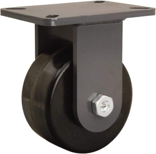 Hamilton - 6" Diam x 3" Wide x 8" OAH Top Plate Mount Rigid Caster - Phenolic, 2,000 Lb Capacity, Tapered Roller Bearing, 5-1/4 x 7-1/4" Plate - Benchmark Tooling