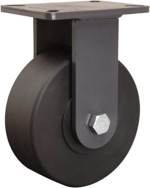 Hamilton - 10" Diam x 3" Wide x 12-1/2" OAH Top Plate Mount Rigid Caster - Nylon, 4,000 Lb Capacity, Sealed Precision Ball Bearing, 5-1/4 x 7-1/4" Plate - Benchmark Tooling