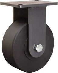 Hamilton - 10" Diam x 3" Wide x 12-1/2" OAH Top Plate Mount Rigid Caster - Nylon, 4,000 Lb Capacity, Sealed Precision Ball Bearing, 5-1/4 x 7-1/4" Plate - Benchmark Tooling