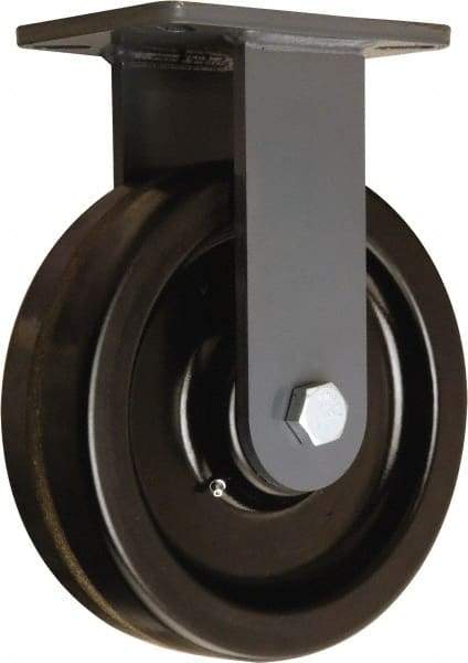 Hamilton - 10" Diam x 2-1/2" Wide x 12-1/2" OAH Top Plate Mount Rigid Caster - Phenolic, 2,500 Lb Capacity, Straight Roller Bearing, 5-1/4 x 7-1/4" Plate - Benchmark Tooling