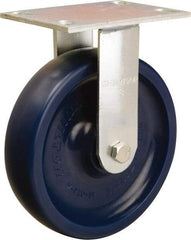 Hamilton - 8" Diam x 2" Wide x 9-1/2" OAH Top Plate Mount Rigid Caster - Polyurethane, 1,500 Lb Capacity, Sealed Precision Ball Bearing, 4-1/2 x 6-1/4" Plate - Benchmark Tooling