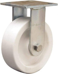 Hamilton - 6" Diam x 2" Wide x 7-1/2" OAH Top Plate Mount Rigid Caster - Polyolefin, Delrin Bearing, 4 x 4-1/2" Plate - Benchmark Tooling