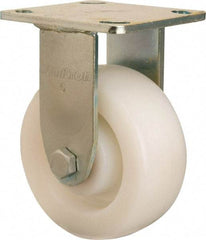 Hamilton - 5" Diam x 2" Wide x 6-1/2" OAH Top Plate Mount Rigid Caster - Nylon, 900 Lb Capacity, Sealed Precision Ball Bearing, 4 x 4-1/2" Plate - Benchmark Tooling
