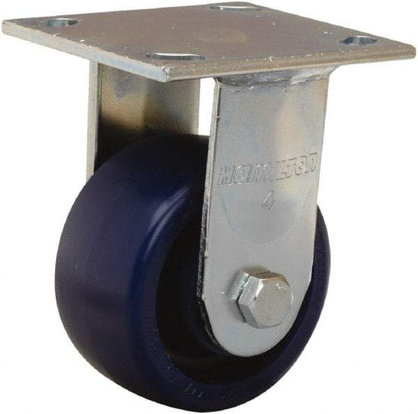 Hamilton - 4" Diam x 2" Wide x 5-5/8" OAH Top Plate Mount Rigid Caster - Polyurethane, 750 Lb Capacity, Sealed Precision Ball Bearing, 4 x 4-1/2" Plate - Benchmark Tooling