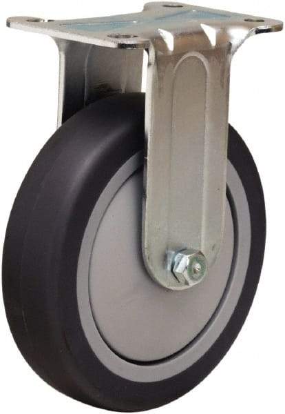 Hamilton - 4" Diam x 1-3/8" Wide x 5" OAH Top Plate Mount Rigid Caster - Rubber Mold on Polyolefin, 250 Lb Capacity, Precision Ball Bearing, 2-3/4 x 3-3/4" Plate - Benchmark Tooling