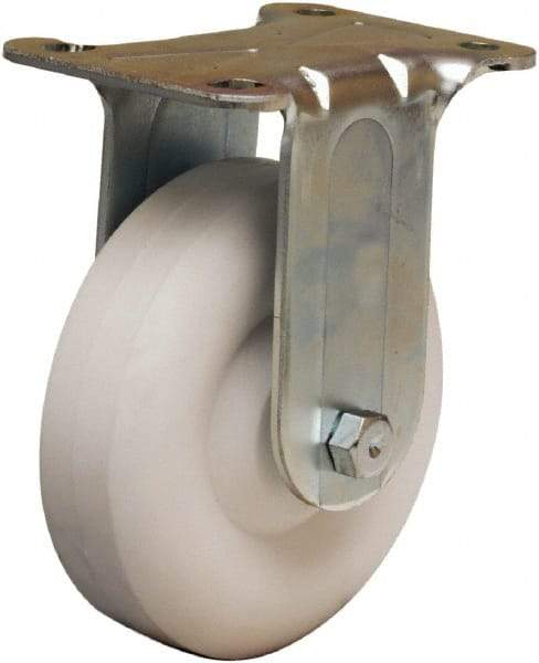 Hamilton - 4" Diam x 1-1/4" Wide x 5" OAH Top Plate Mount Rigid Caster - Polyolefin, 275 Lb Capacity, Plain Bore Bearing, 2-3/4 x 3-3/4" Plate - Benchmark Tooling