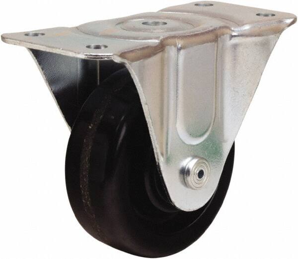Hamilton - 4" Diam x 1-1/2" Wide x 5" OAH Top Plate Mount Rigid Caster - Phenolic, 375 Lb Capacity, Straight Roller Bearing, 3 x 6-3/16" Plate - Benchmark Tooling