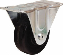 Hamilton - 4" Diam x 1-1/2" Wide x 5" OAH Top Plate Mount Rigid Caster - Phenolic, 375 Lb Capacity, Straight Roller Bearing, 3 x 6-3/16" Plate - Benchmark Tooling