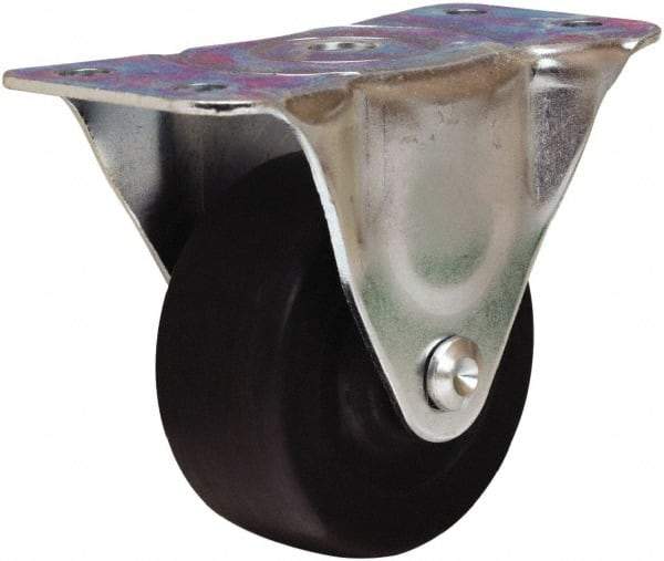 Hamilton - 3" Diam x 1-1/4" Wide x 3-3/4" OAH Top Plate Mount Rigid Caster - Hard Rubber, 210 Lb Capacity, Self-Lubricating Bearing, 2-1/2 x 5" Plate - Benchmark Tooling