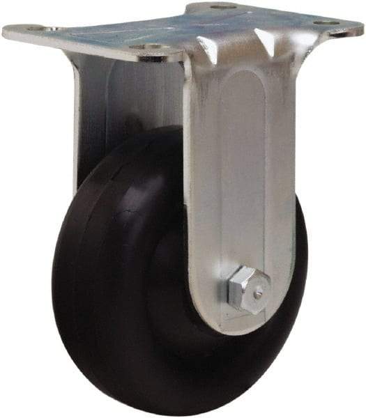 Hamilton - 3-1/2" Diam x 1-1/4" Wide x 4-13/16" OAH Top Plate Mount Rigid Caster - Hard Rubber, 140 Lb Capacity, Self-Lubricating Bearing, 2-3/4 x 3-3/4" Plate - Benchmark Tooling