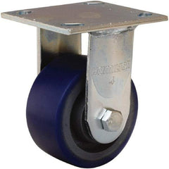 Hamilton - 4" Diam x 2" Wide x 5-5/8" OAH Top Plate Mount Rigid Caster - Polyurethane Mold onto Cast Iron Center, 600 Lb Capacity, Sealed Precision Ball Bearing, 4 x 4-1/2" Plate - Benchmark Tooling