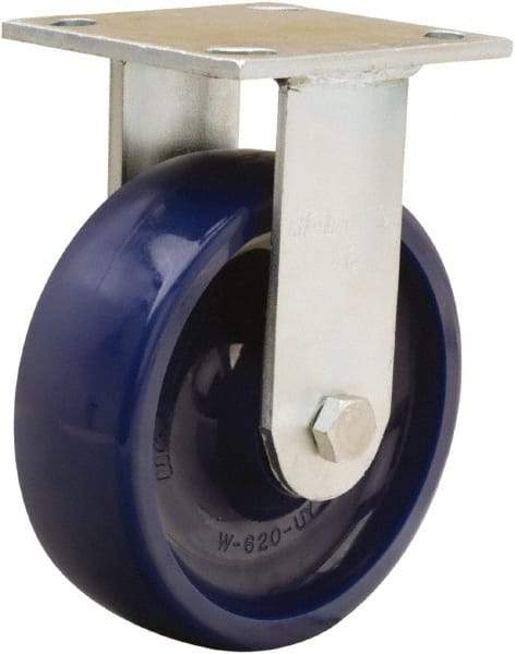 Hamilton - 6" Diam x 2" Wide x 7-1/2" OAH Top Plate Mount Rigid Caster - Polyurethane, Sealed Precision Ball Bearing, 4 x 4-1/2" Plate - Benchmark Tooling