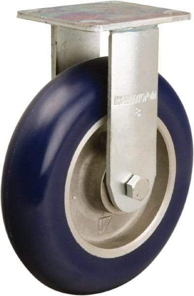 Hamilton - 8" Diam x 2" Wide x 9-1/2" OAH Top Plate Mount Rigid Caster - Polyurethane on Aluminum, 1,000 Lb Capacity, Precision Ball Bearing, 4 x 4-1/2" Plate - Benchmark Tooling