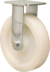Hamilton - 8" Diam x 2" Wide x 9-1/2" OAH Top Plate Mount Rigid Caster - Nylon, 1,100 Lb Capacity, Sealed Precision Ball Bearing, 4 x 4-1/2" Plate - Benchmark Tooling