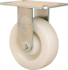 Hamilton - 6" Diam x 2" Wide x 7-1/2" OAH Top Plate Mount Rigid Caster - Nylon, 900 Lb Capacity, Sealed Precision Ball Bearing, 4-1/2 x 6-1/4" Plate - Benchmark Tooling