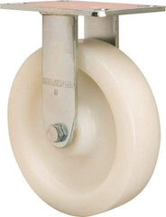 Hamilton - 8" Diam x 2" Wide x 9-1/2" OAH Top Plate Mount Rigid Caster - Nylon, 1,500 Lb Capacity, Precision Ball Bearing, 4-1/2 x 6-1/4" Plate - Benchmark Tooling