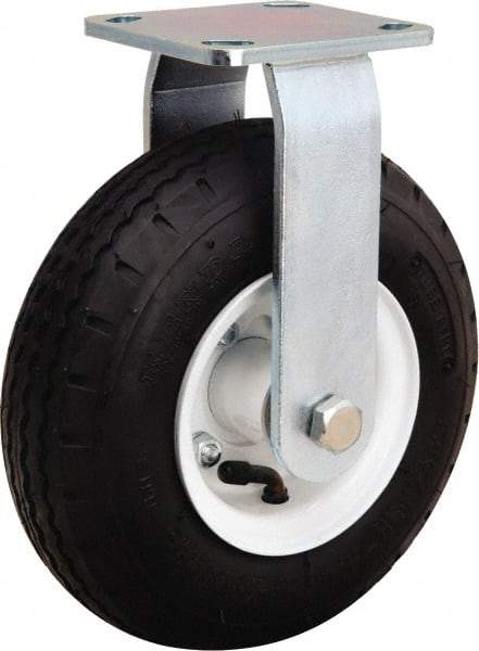 Hamilton - 8" Diam, Rubber Rigid Caster - 330 Lb Capacity, Top Plate Mount, 4" x 4-1/2" Plate, Precision Ball Bearing - Benchmark Tooling