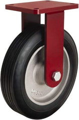 Hamilton - 12" Diam x 2-3/4" Wide, Rubber Rigid Caster - 800 Lb Capacity, Top Plate Mount, 6-1/8" x 7-1/2" Plate, Straight Roller Bearing - Benchmark Tooling