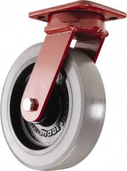 Hamilton - 8" Diam x 2" Wide x 9-1/2" OAH Top Plate Mount Swivel Caster - Polyurethane, 2,000 Lb Capacity, Sealed Precision Ball Bearing, 4 x 5" Plate - Benchmark Tooling