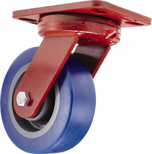 Hamilton - 6" Diam x 2" Wide x 7-3/4" OAH Top Plate Mount Swivel Caster - Polyurethane, 1,300 Lb Capacity, Sealed Precision Ball Bearing, 4-1/2 x 6-1/2" Plate - Benchmark Tooling