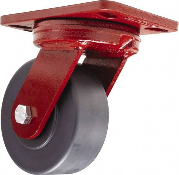 Hamilton - 5" Diam x 2" Wide x 6-3/4" OAH Top Plate Mount Swivel Caster - Nylon, 2,000 Lb Capacity, Sealed Precision Ball Bearing, 4-1/2 x 6-1/2" Plate - Benchmark Tooling