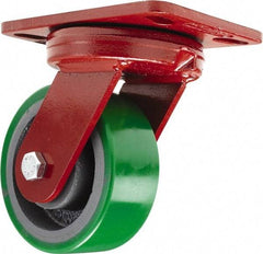 Hamilton - 5" Diam x 2" Wide x 6-3/4" OAH Top Plate Mount Swivel Caster - Polyurethane, 1,050 Lb Capacity, Sealed Precision Ball Bearing, 4-1/2 x 6-1/2" Plate - Benchmark Tooling