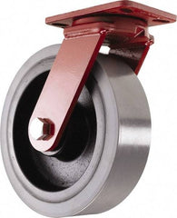 Hamilton - 10" Diam x 3" Wide x 11-1/2" OAH Top Plate Mount Swivel Caster - Polyurethane, 3,200 Lb Capacity, Sealed Precision Ball Bearing, 4-1/2 x 6-1/2" Plate - Benchmark Tooling