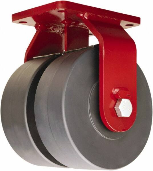 Hamilton - 6" Diam x 3" Wide x 8-1/2" OAH Top Plate Mount Dual Rigid Caster - Nylon, 7,000 Lb Capacity, Sealed Precision Ball Bearing, 5-1/2 x 7-1/2" Plate - Benchmark Tooling