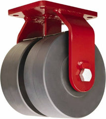 Hamilton - 6" Diam x 3" Wide x 8-1/2" OAH Top Plate Mount Dual Rigid Caster - Nylon, 7,000 Lb Capacity, Sealed Precision Ball Bearing, 5-1/2 x 7-1/2" Plate - Benchmark Tooling